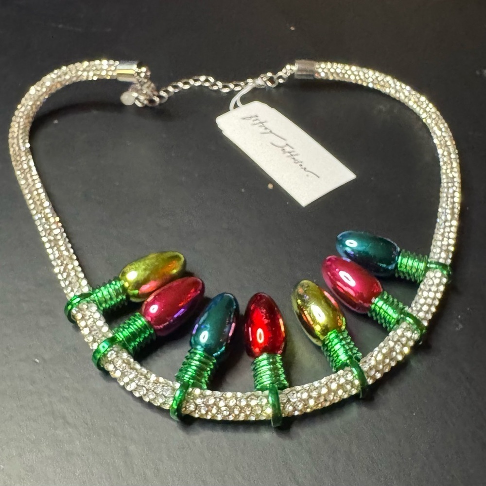 Betsey Johnson Multi Light Bib Necklace with Crystal Accents